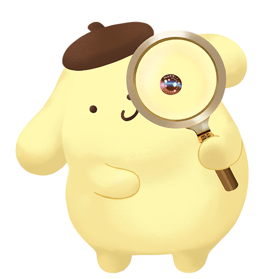 pompompurin holding a magnifying glass